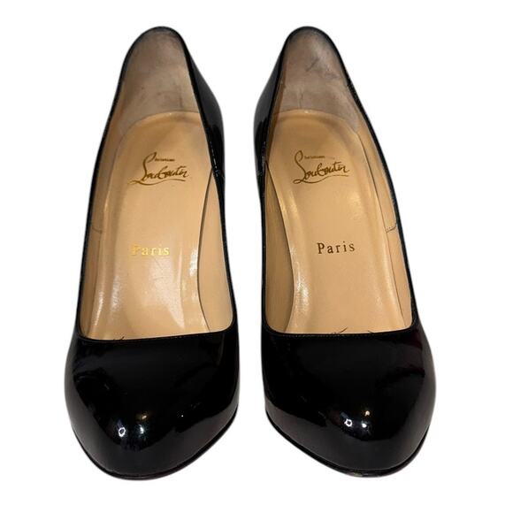 Christian Louboutin Argotik Black Patent Leather Heels Pumps Size 39 - Picture 3 of 14